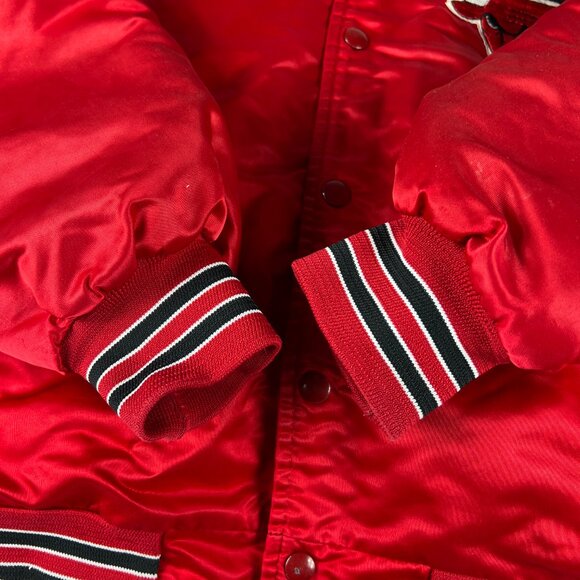 VTG 90s NBA Chicago Bulls Satin Jacket Adult Extra Large Red Snap Button Bomber - Picture 7 of 16